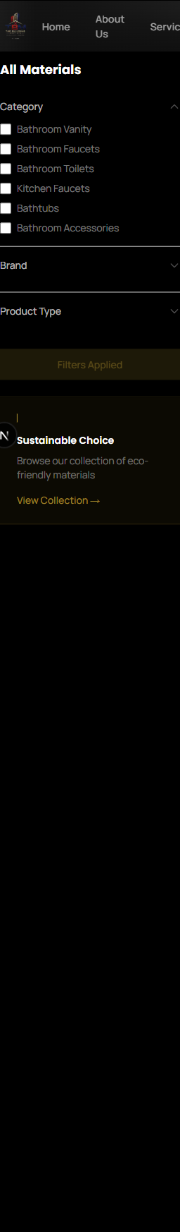 The filter panel — on the left side of the page