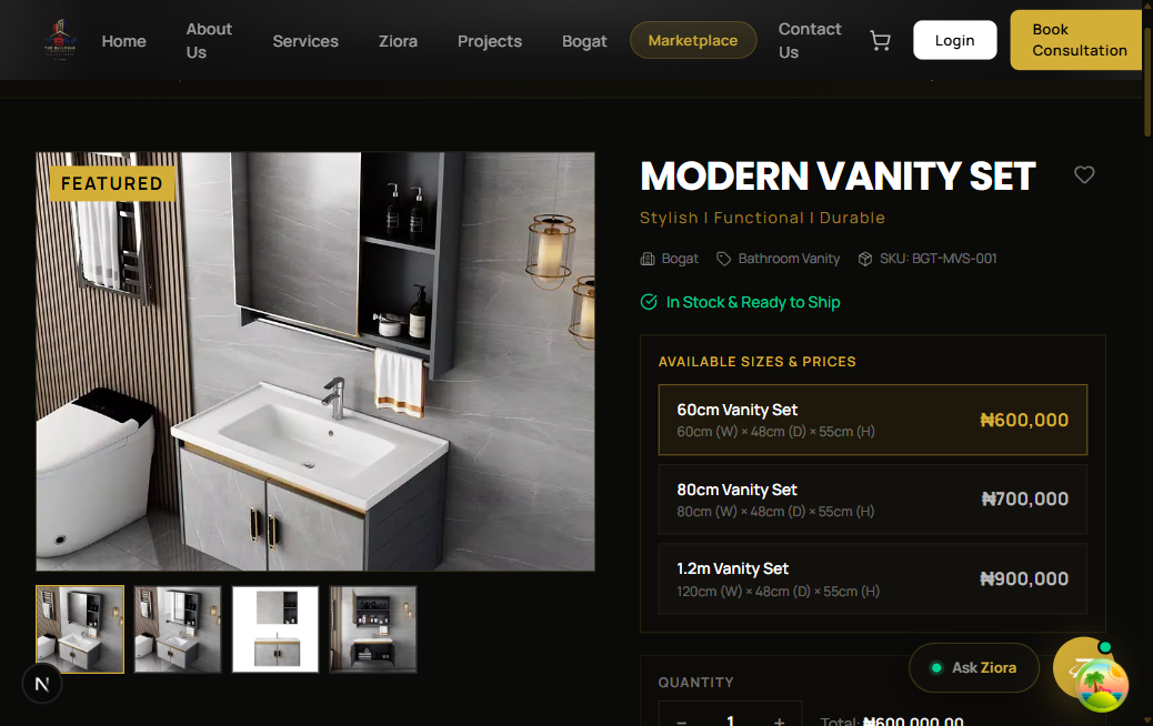 Product detail with variant selector