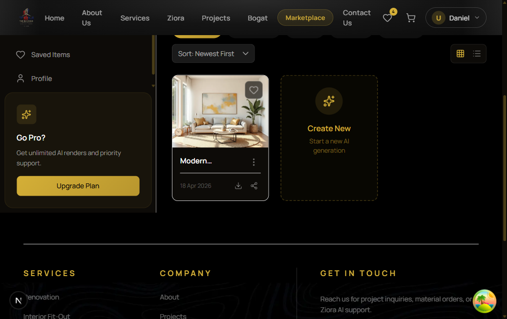 Generated design cards in the AI Designs dashboard