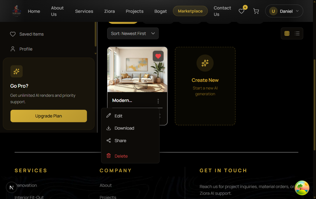 The '...' menu on your design card